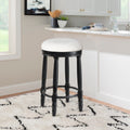Bar Stools Set Of 2 Black Color, 360 Degree Swivel, Accent Wooden Swivel Seat Counter Height Bar Stool,White Cushion Seat, Barstool Perfect For Dining And Living Room Height 26
