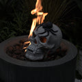 Demon Skull,Suitable For Outdoor Fireplace And Fire Pit, Halloween Decoration Black White American Traditional Magnesium Oxide