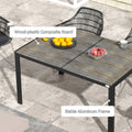 Outsunny Outdoor Dining Table For 6 People, Aluminum Rectangular Patio Table With Faux Wood Tabletop For Backyard, Lawn, Balcony, Poolside, 55