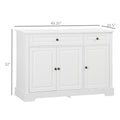 Homcom Sideboard Buffet Cabinet, Modern Kitchen Cabinet With 2 Drawers And Adjustable Shelves, Coffee Bar Cabinet, White White Mdf