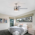 52 Inch 5 Blade Plywood Blades Ceiling Fan ,Dual Lamp Shade Ceiling Fan With Remote Control Optional Remote Satin Nickel Nickel American Design,American Traditional,Classic,Contemporary,Farmhouse Plywood Metal