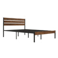 Queen Size Bed Frame With Wood Headboard, Metal Frame With Strong Slats, Noise Free,No Box Spring Needed Brown Queen Brown Metal & Wood