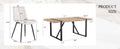 Table And Chair Set, Textured Top In Vintage Wood Color, Black Metal Legs. Dining Chair With White Faux Leather Backrest Cushion With Black Metal Legs. Wood Seats 6 Mdf Metal