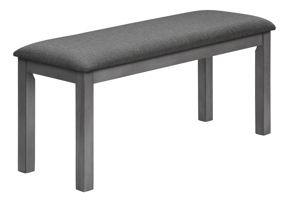 Bench, 42" Rectangular, Wood, Upholstered, Dining Room, Kitchen, Entryway, Grey, Transitional Grey Foam Solid Wood Mdf