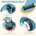 Qaba Kids Tricycle For Toddlers Age 2 5 With Adjustable Seat, Toddler Bike For Children With Basket, Bell, Handlebar Grips, Blue Blue Metal