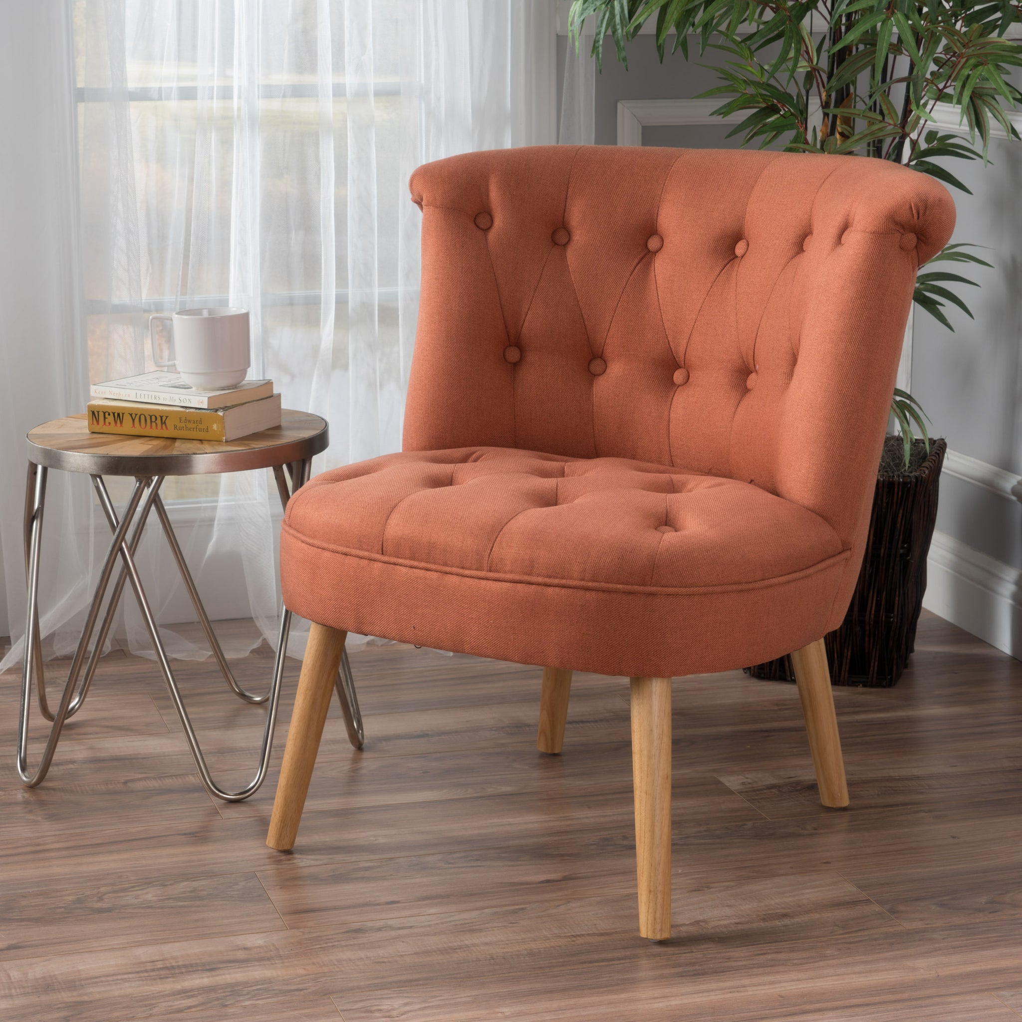 Bordeaux Tuft Chair Orange Fabric