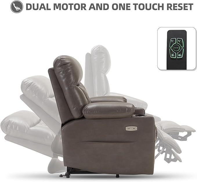 Lift Chairs Recliner For Elderly Heat And Massage Chair Recliner Electric Power Recliner With Cup Holder Extended Footrest Usb & Type C Ports Light Brown Wood Primary Living Space Heavy Duty Push Button Acacia Grey Velvet Power Push Button Soft Cushion