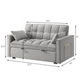 4 In1 Loveseat Sofa Bed With Armrests & Storage Pockets, Multi Function Tufted Pull Out Sofa Bed With Adjustable Backrest And Pillows, Convertible Loveseat Sofa Couch, Gray Gray Velvet Primary Living Space Medium Soft Tufted Back American