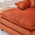 56.3 Inch Corduroy Single Sofa With 2 Toss Pillows And A Ottoman ,Comfy Sofa Deep Seat Couch For Living Room Orange Foam 1 Seat