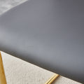 Table And Chair Set.Modern Rectangular Glass Dining Table With A Tempered Glass Tabletop And Metal Legs, Paired With Multiple Chairs Designed With Pu Cushions And Golden Metal Legs. Grey Gold Seats 6 Tempered Glass
