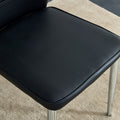Table And Chair Set.Contemporary, Minimalist Rectangular Dining Table Featuring A Clear Tempered Glass Top And Sleek Silver Legs. Paried With Chairs Made Of Pu Material Cushion And Silver Metal Legs. Black Seats 8 Glass Metal