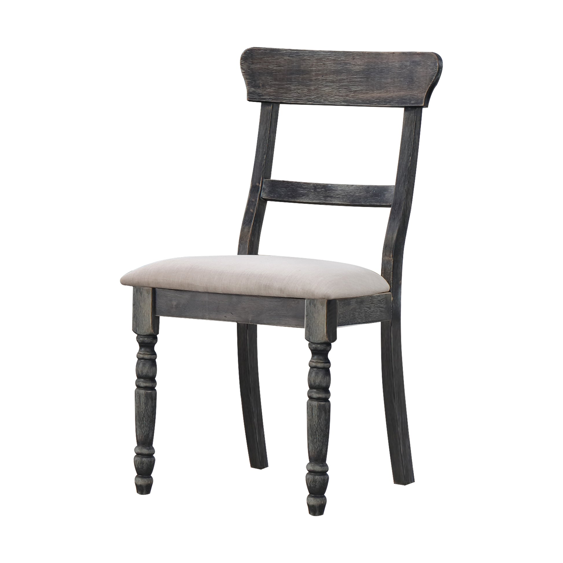Leventis Light Brown Linen Weathered Gray Finish Side Chair Set Of 2 Light Brown Linen