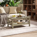 Homcom Glass Coffee Table, Modern Farmhouse Center Table With Storage, Side Table For Living Room With Classic X Bar Style Sides, Gray Gray Mdf