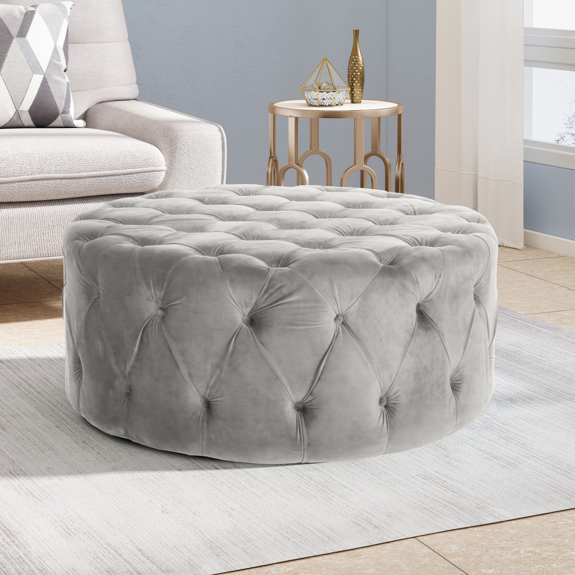 Ottoman Grey Velvet