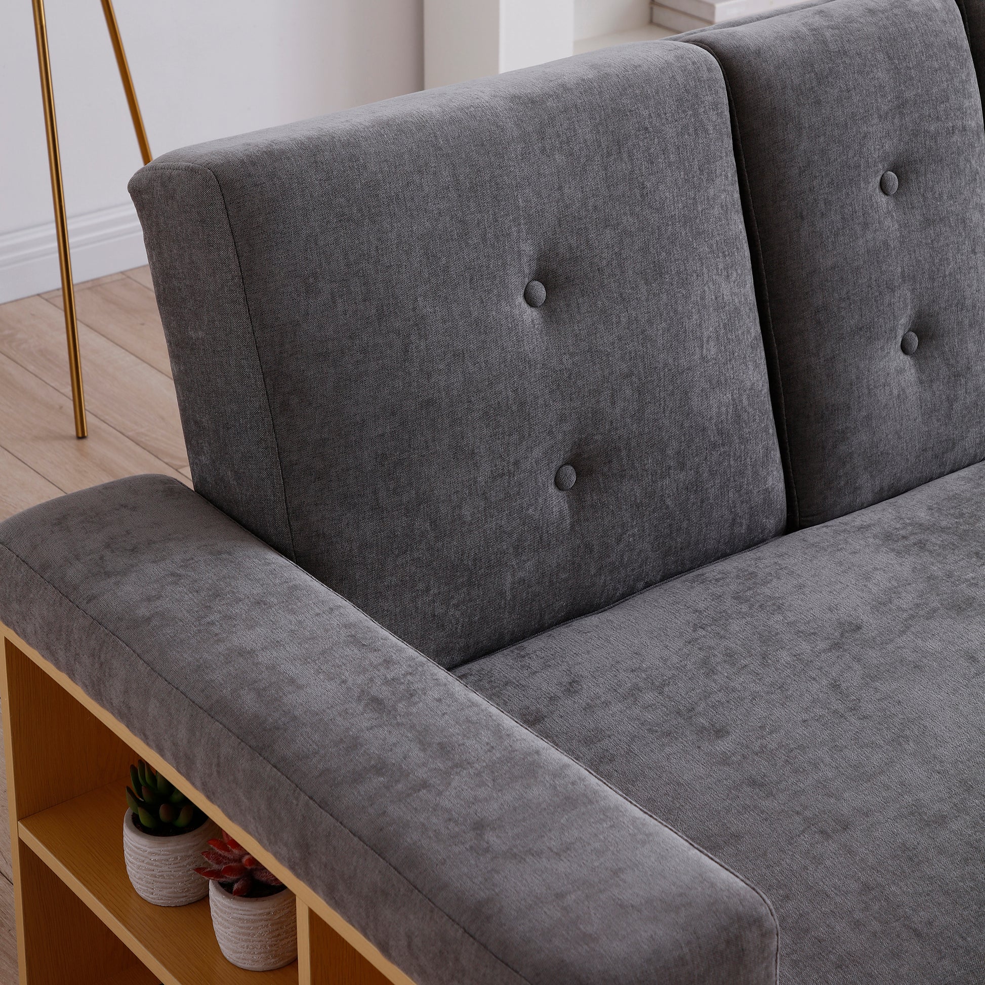 Convertible Sleeper Sofa Couch,Multifunctional Double Folding Sofa Bed,Storage Ottoman And Sofa Arm With Box And Drawer, Drop Down Table With 2Cup Holders For Living Room,Apartment,Office,Grey Grey Linen Wood Primary Living Space Modern Foam Cotton Linen