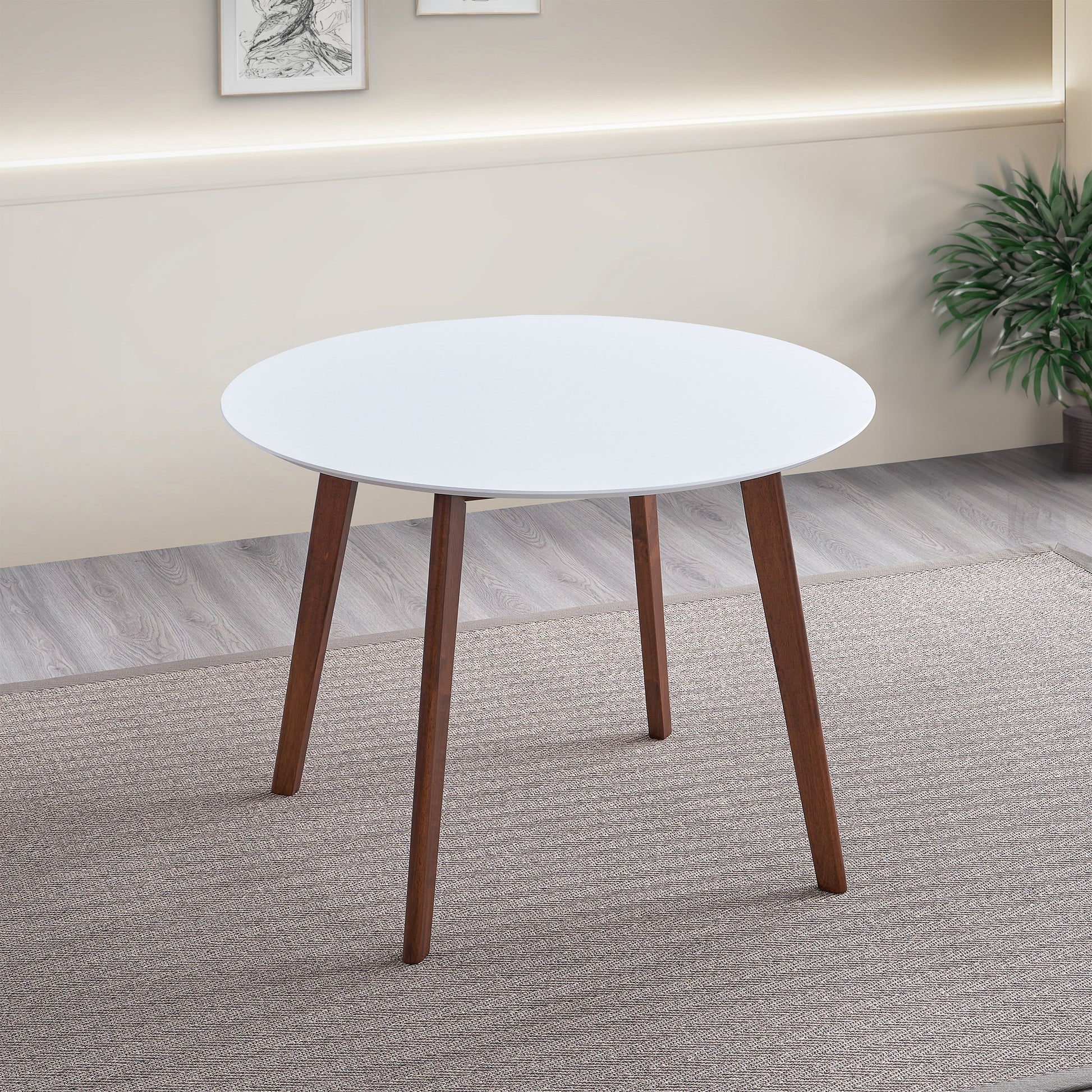 Carlton White Top Dining Table Brown,White Seats 4 Brown Dining Room Rubberwood Oval Mdf,Solid Wood