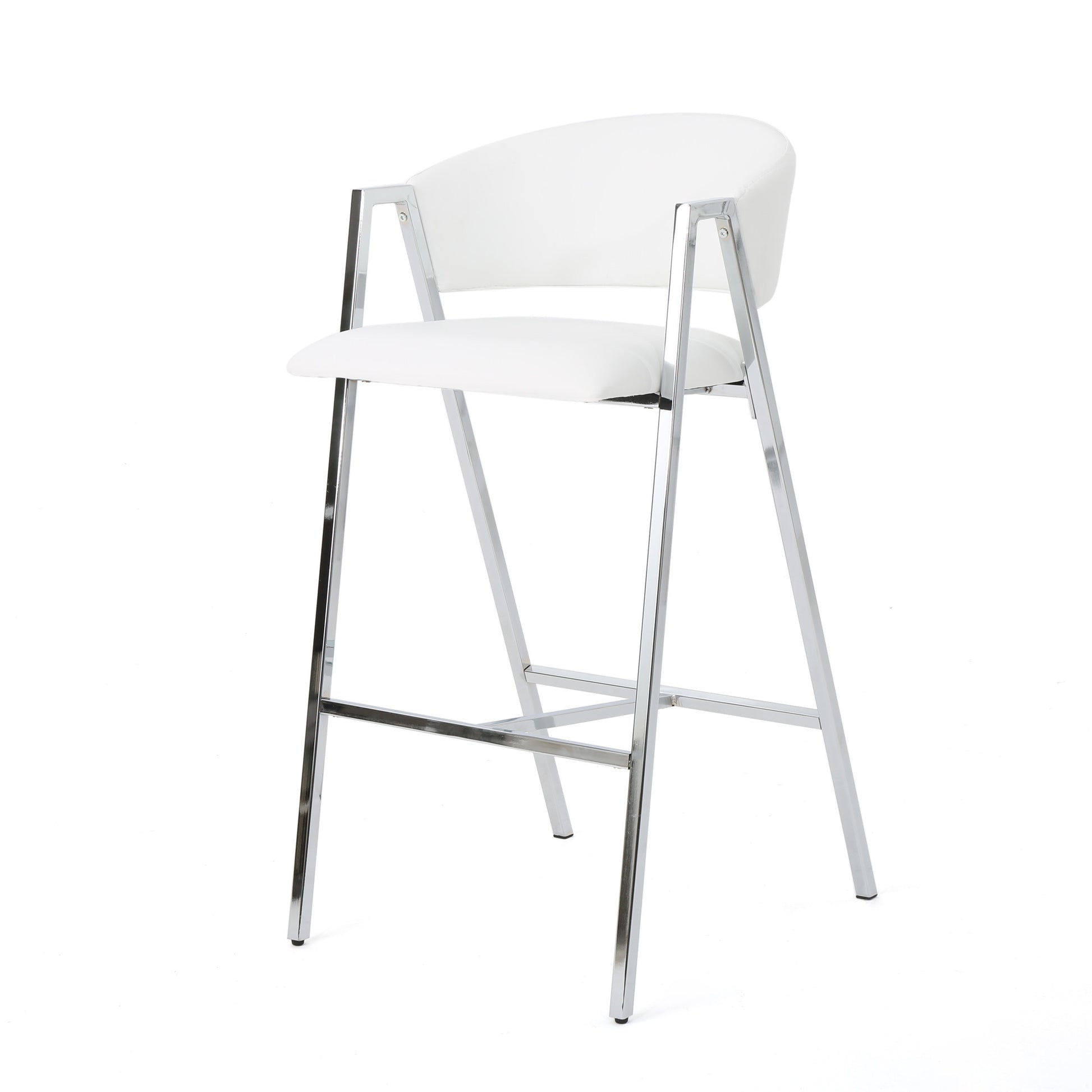 Modern Bar Stools Mp2 Set Of 2 Ivory Pu