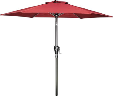 7.5Ft Patio Umbrella Outdoor Table Market Yard Umbrella With Push Button Tilt Crank, 6 Sturdy Ribs For Garden, Deck, Backyard, Pool, Red Red Stainless Steel