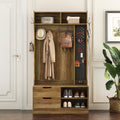 Hall Tree With 4 Hooks,Coat Hanger, Entryway Bench, Storage Bench,For Entrance, Hallwa,Brown Brown Mdf