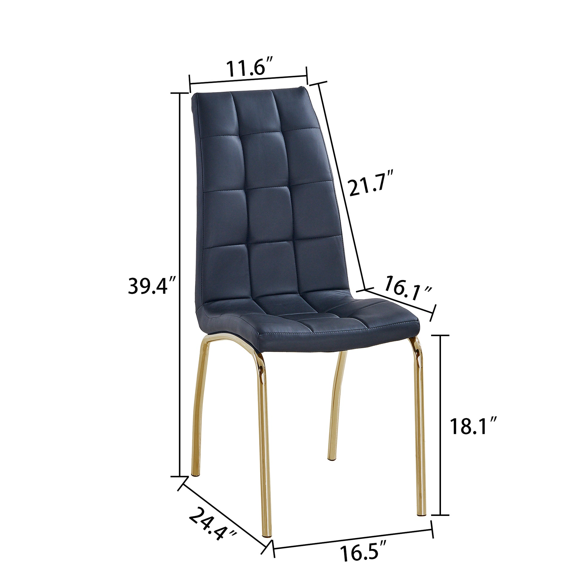 Modern Lattice Designdining Chair With Gold Metal Legs Set Of 4 Gold Black Metal