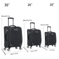 3 Piece Lightweight And Stylish Travel Suitcase 20 Inches, 26 Inches, 30 Inches. Durable And Easy To Carry Design, Ergonomic Interior For Both Men And Women. Black Black Fabric