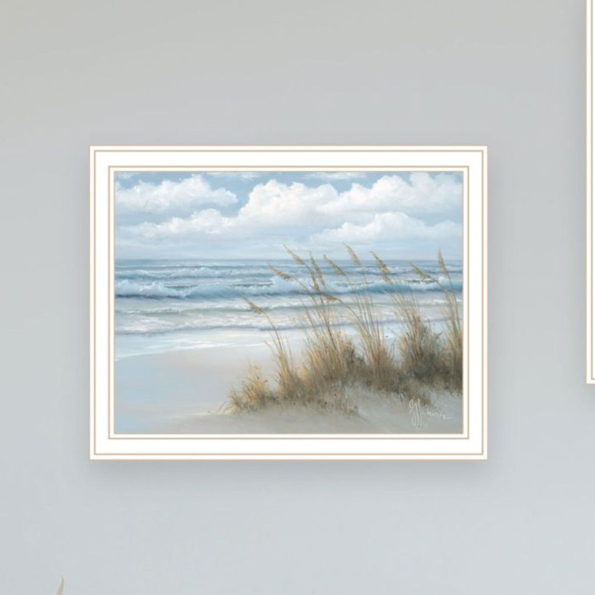 "Winds Of The Ocean Blowing The Palm Trees And Sea Oats" Framed Wall Art For Living Room, Wall Art Print For Home Decor, Bedroom Wall Art By Georgia Janisse Multicolor Wood Paper