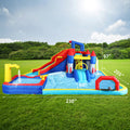 10 In1 Inflatable Slide Water Park Bouncing House Garden With Splash Pool & Water& Basketball & Climbing Wall & Dual Pools & Soccer Multicolor Oxford Fabric