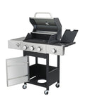 3 Burner Propane Gas Bbq Grill With Side Burner, 37230Btu Output With Enameled Cast Iron Cooking Grids For Outdoor Barbecue, Stainless Steel Black Silver Garden & Outdoor Iron,Stainless Steel