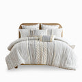 Cotton Printed Comforter Set With Chenille Ivory King Cal King King Ivory Cotton