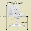 Armless Desk Chairs With Wheels Office Chair Vanity Chair With Technical Cloth Adjustable Swivel Computer Task Chairs For Home Base, Bedroom White White Polyester Blend