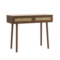 Bohemian Table, 2 Natural Rattan Drawers In Walnut Brown Mdf
