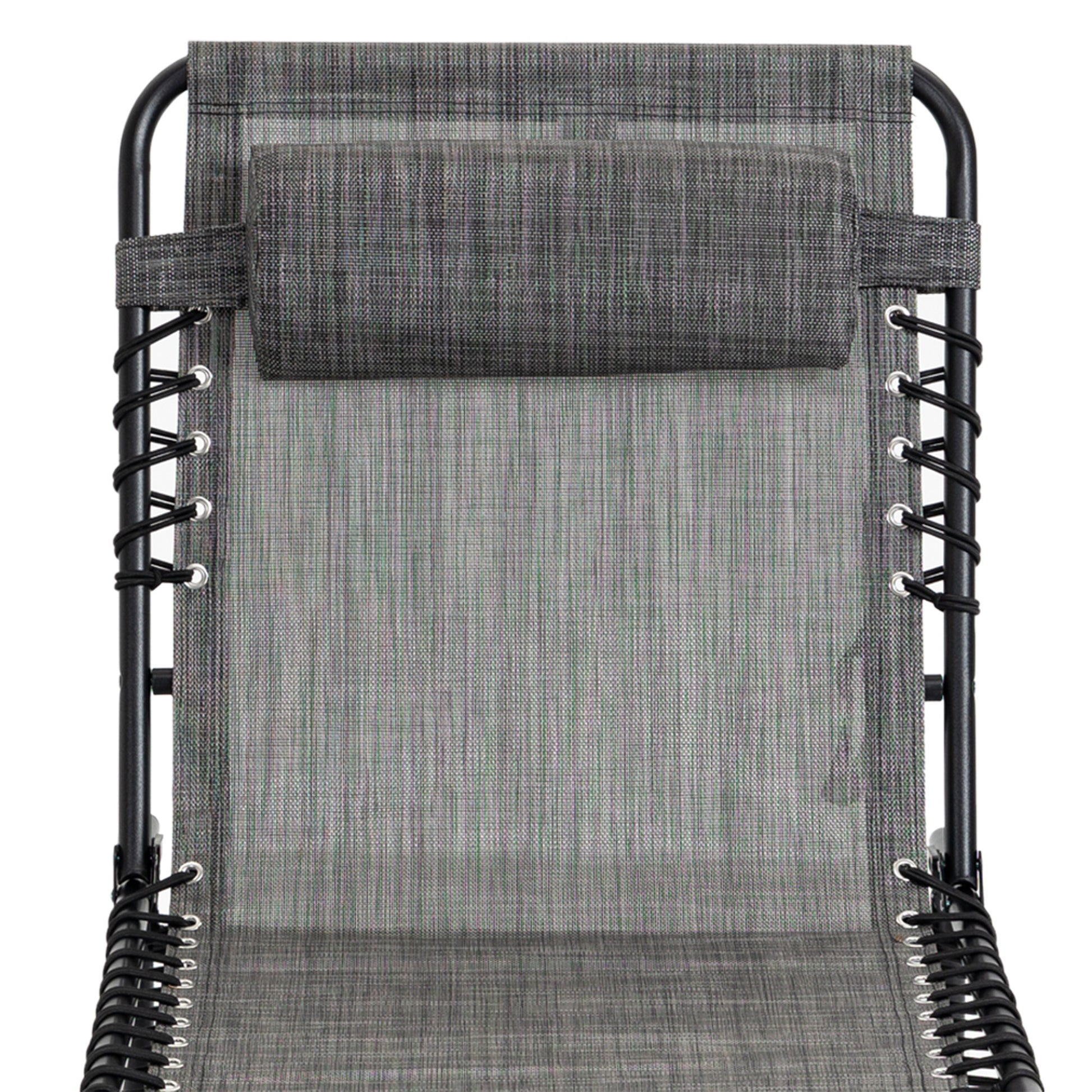 Outsunny Reclining Chaise Lounge Chair, Portable Sun Lounger, Folding Camping Cot, With Adjustable Backrest And Removable Pillow, For Patio, Garden, Beach, Grey Gray Fabric