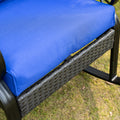 Outsunny Outdoor Wicker Rocking Chair With Padded Cushions, Aluminum Furniture Rattan Porch Rocker Chair W Armrest For Garden, Patio, And Backyard, Blue Blue Aluminum
