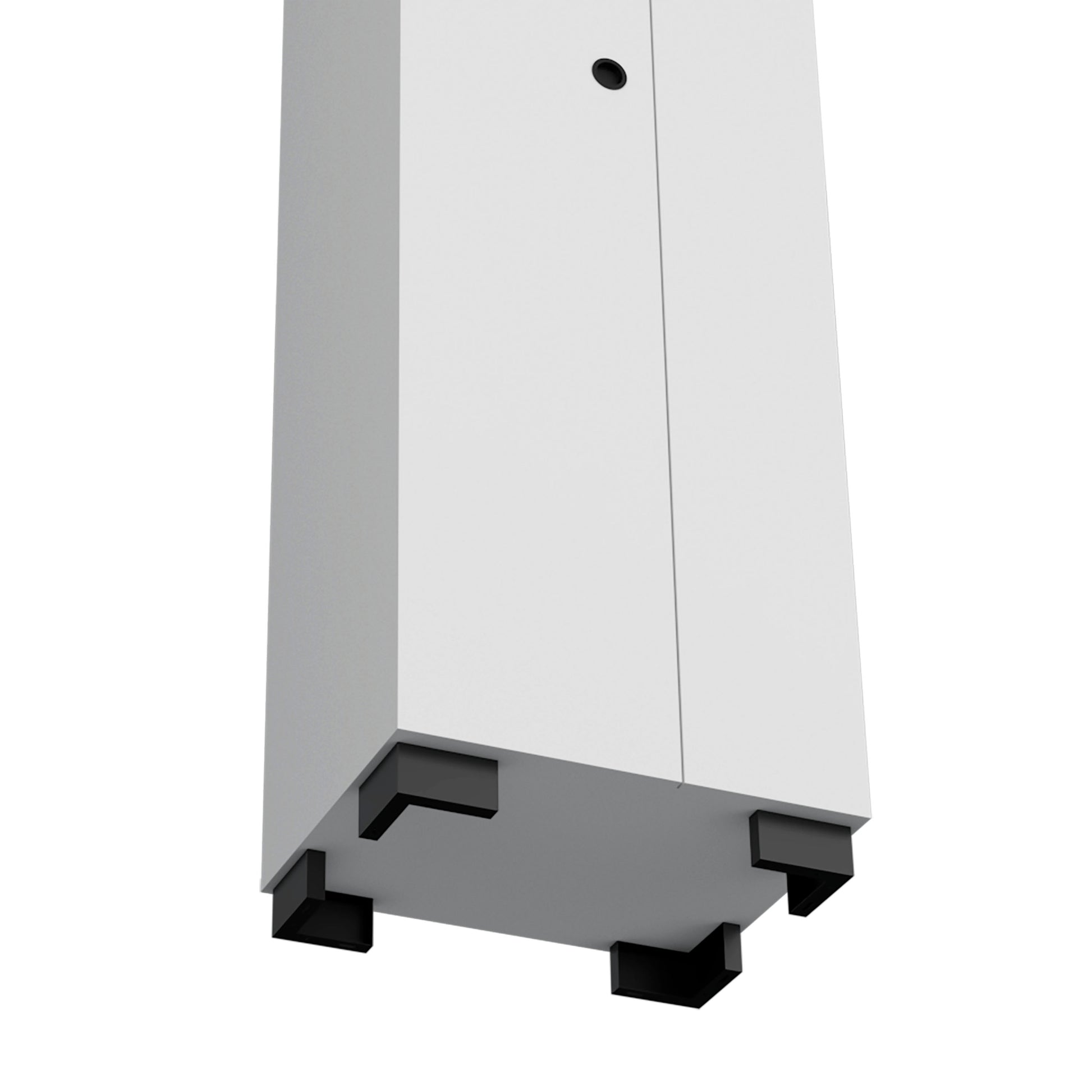 Broom Cabinet Double Door Design With Inner Shelves And Side Hangers, White White Solid Wood Mdf Engineered Wood