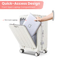 Aluminum Frame 20 Inch With Front Open Carry On Luggage, Pc Hard Shell Suitcase, Bounce Wide Handle Pull Rod Luggage With 360 Double Wheels, Built In Tsa Lock, Airline Approved Suitcase For Business White Pc