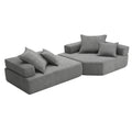 Oversized Modular Sectional Sofa,Luxury Boucle Floor Couch Set,Convertible Sleeper Couch,Spacious Foam Filled Sofa Bed For Living Room,2 Pc Free Combination,2 Colors Gray Boucle 4 Seat