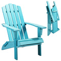 Hips Folding Adirondack Chair, Ultra Durable Weather Resistant Design, Real Wood Look, Easy Folding With No Pins Needed, 300 Lb Capacity, Blue Aqua Blue Plastic