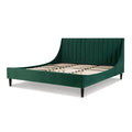 Aspen Vertical Tufted Modern Headboard Platform Bed Set, California King, Evergreen Velvet Box Spring Not Required California King Green Wood Foam Velvet Velvet