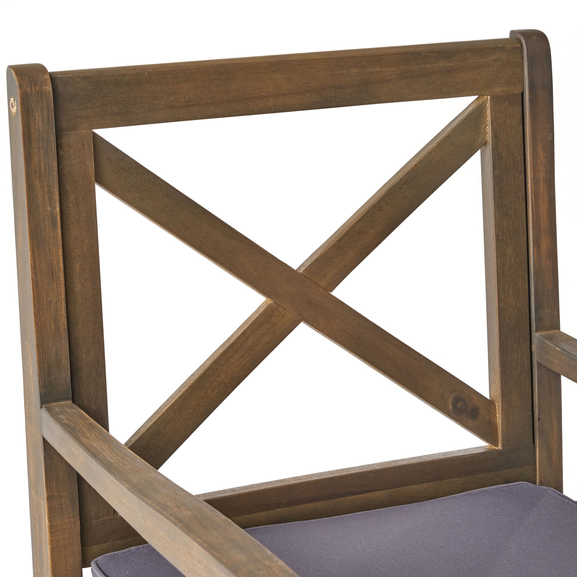 Perla Dining Chair,2Pcs With 2 Cushions Dark Grey Acacia Wood