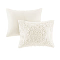Tufted Cotton Chenille Medallion Fringe Coverlet Mini Set Off White Twin Twin Xl Twin Off White Cotton