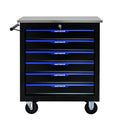 6 Drawers Multifunctional Tool Cart With Wheels Black Blue Black Blue Steel