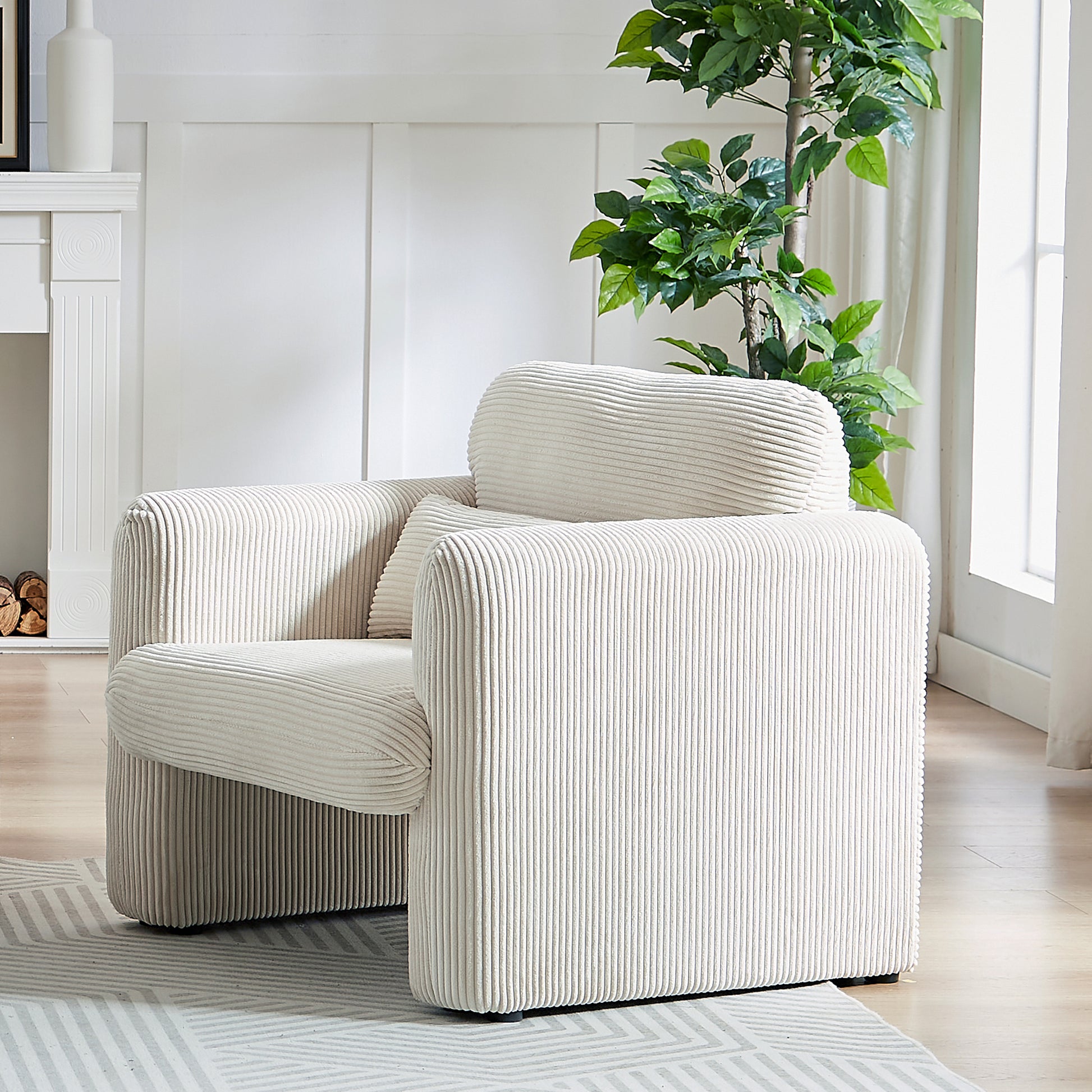 60"Corduroy Fabric Sofa With 33" Single Sofa, Modern Sofa With Support Pillow, For Apartment, Office, Living Room & Bedroom Beige Corduroy 2 Seat