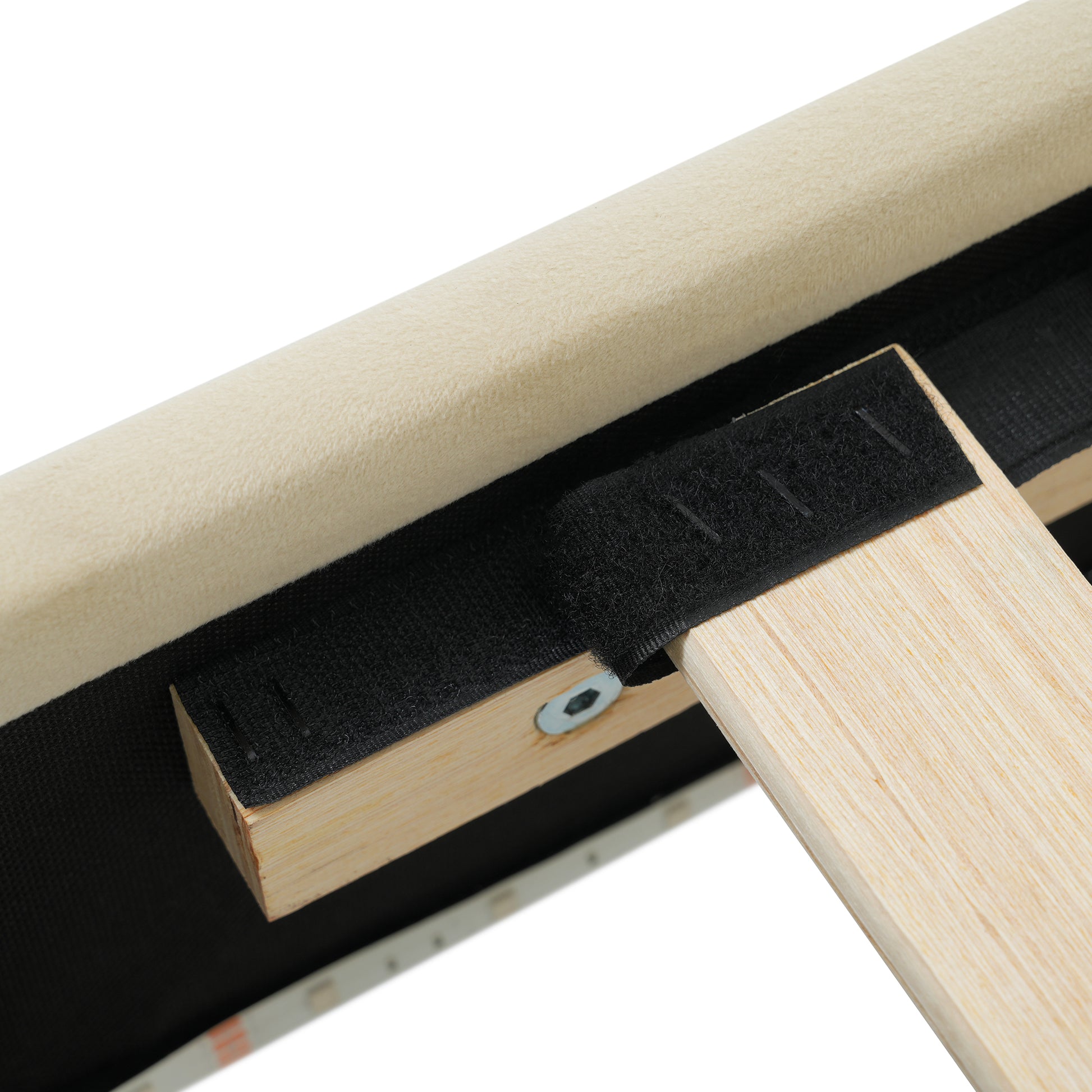 Full Size Velvet Upholstered Smart Led Bed Frame With Adjustable Height Headboard,No Box Spring Needed,Easy Assembly,Beige Box Spring Not Required Full Beige Wood Bedroom Cute,Modern Bed Frame Wood