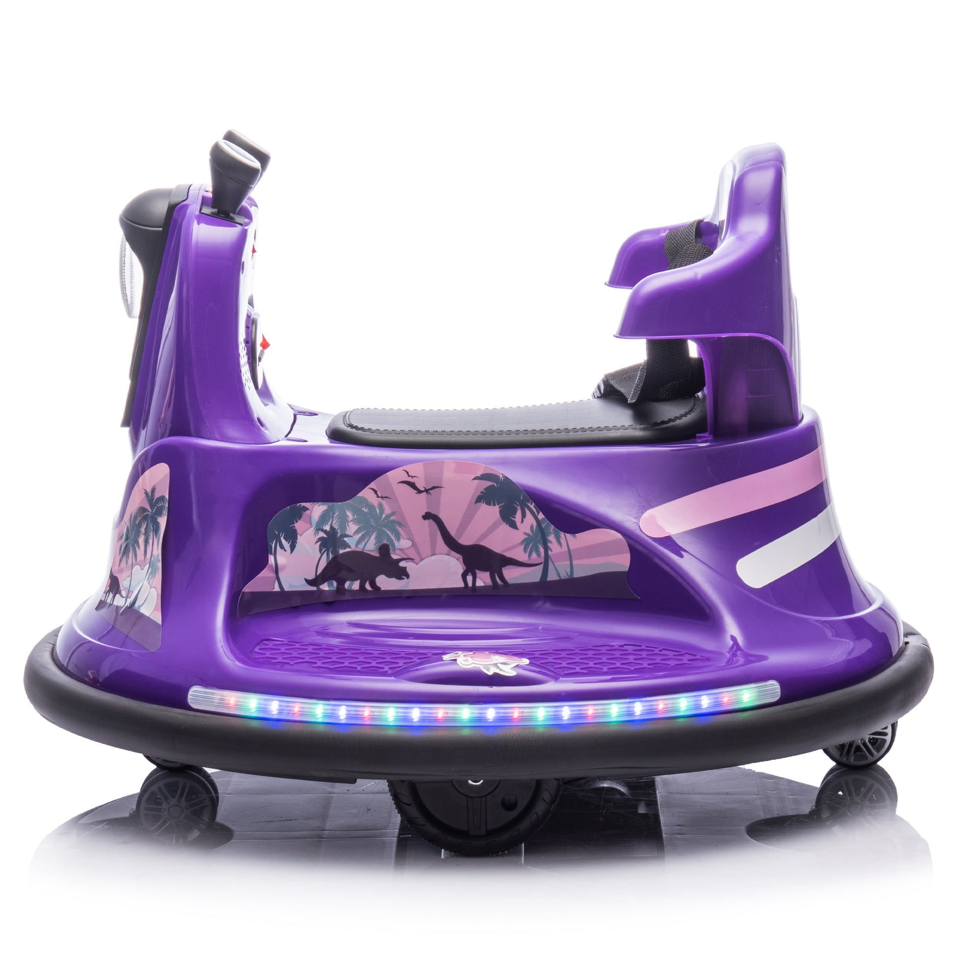 12V Kids Ride On Bumper Car W Parents Control,Rotate 360 Degrees,Two Handed Switch For Direction Control,Bumper Strip,Light Belt,Mp3 Music,Bluetooth,Provide A Speed Of 0.75Mph For Kids Of 2 5 Purple