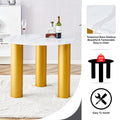 Table And Chair Set, Round Table With White Marble Pattern, Gold Mdf Table Legs, Soft And Comfortable Dining Chair, Suitable For Kitchen And Living Room White Seats 4 Mdf