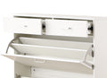 Large Size Shoe Cabinet,Free Standing Tipping Bucket Shoe Rack Organizer With 2 Flip Drawers&2 Drawer,Modern Tipping Bucket For Entryway, Hallway, Bedroom White White Mdf