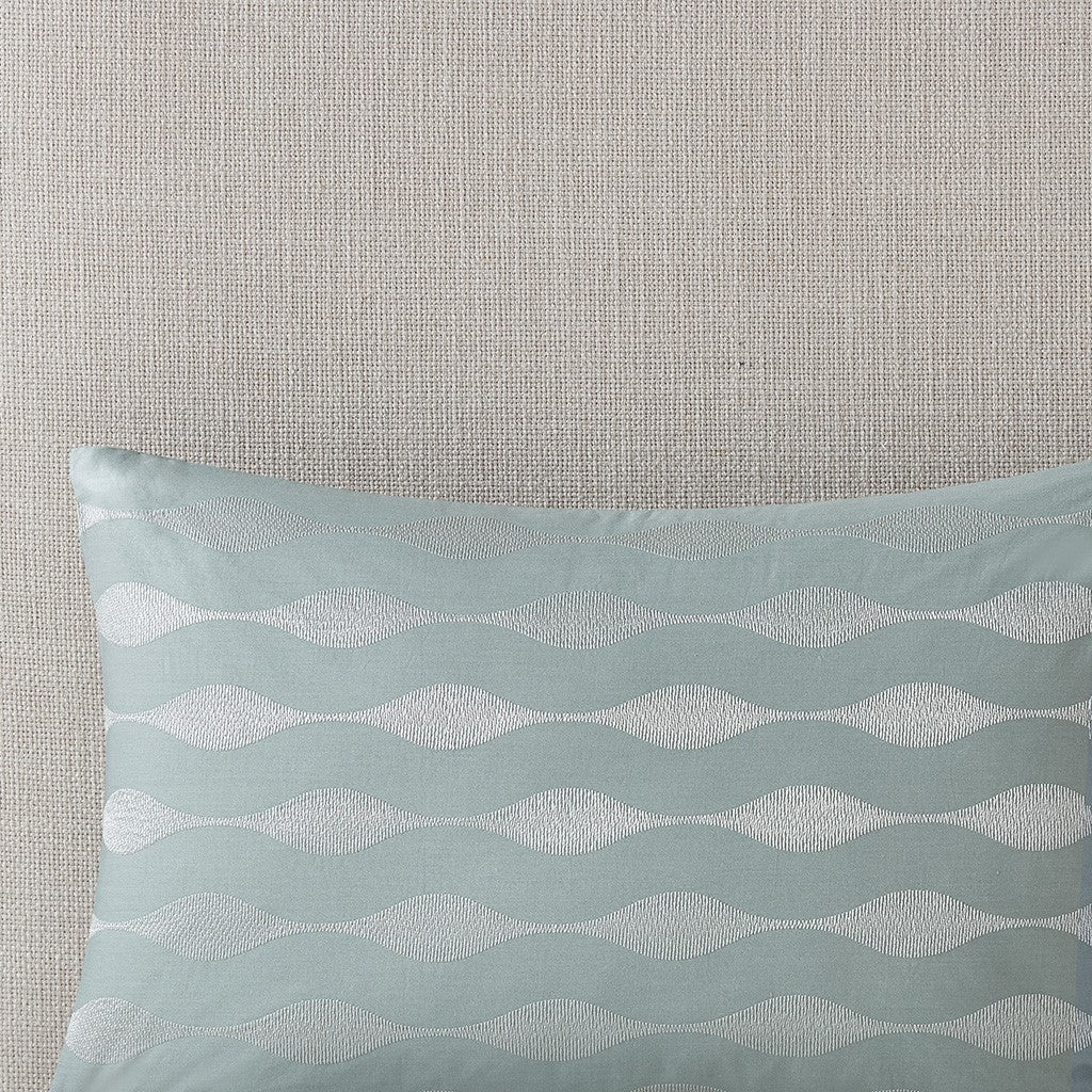 Oblong Pillow Blue 12X20" Blue Cotton