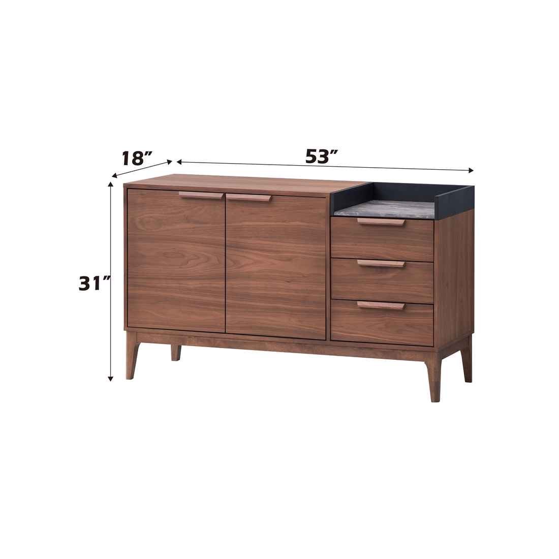 Bevis Server, Engineered Stone & Walnut Finish Dn02419 Walnut Wood