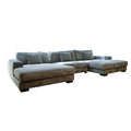 Bella Grey Corduroy U Shaped 3 Piece Sectional Grey Wood Corduroy 5 Seat