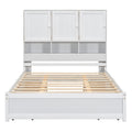 Queen Size Platform Bed With Storage Headboard And 4 Drawers, White Box Spring Not Required Queen White Wood Bedroom Bed Frame Solid Wood Mdf